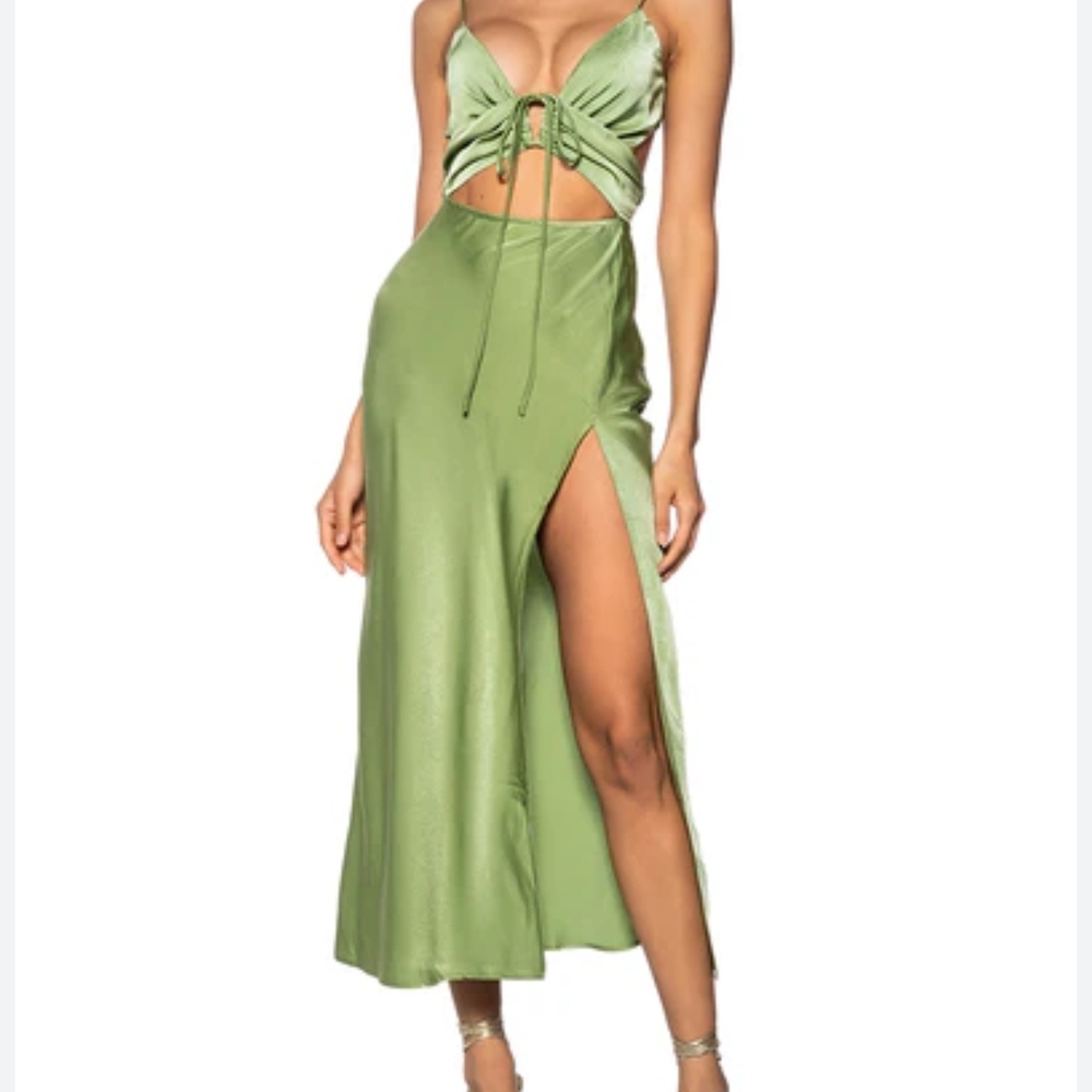 AKIRA Light Green Satin Dress